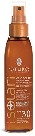 Nature's - iSolari - Aceite solar en aerosol facial y cuerpo SPF 30, protección solar, aceite de spray corporal, ideal también para el cabello, 150 ml