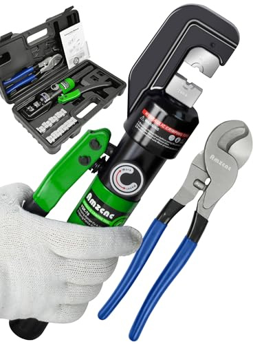 Hand Operated Hydraulic Crimping Tool Range 4mm² to 70mm² for Cable lugs Hydraulic Crimping Crimper Wire Terminal Lug Tool with 9 Pairs Dies (4~70mm² Crimping Tool+Cut)