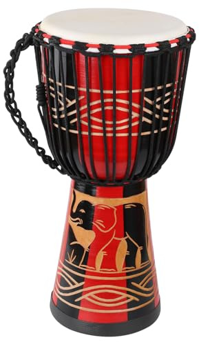 AIMEIS Djembe Drum 10'' x 20'' Goatskin African Drum Carved of Mahogany Hand Drums for Adults Beginner (Red)