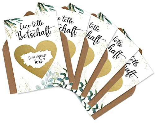 OWLBOOK 5 Rubbelkarten zum selber beschriften - tolle Botschaft - Rubbellos für eigenen Text Geschenke Geschenkideen für die Familie zum Schwangerschaft verkünden
