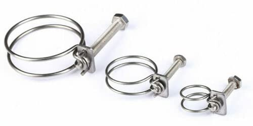 Stainless Steel Double Wire Adjustable Pond Hose Jubilee Clip Clamp Steel Wire Tube Pipe Clip Corrugated Tubing Garden (5, 31-35mm)