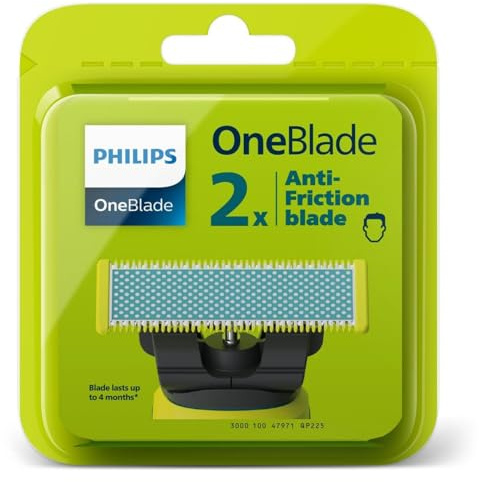 Lames de Rechange - PHILIPS - QP225/50 OneBlade - Compatibles Tous Manches, Anti-Friction, 4 Mois d'Utilisation, Étanches
