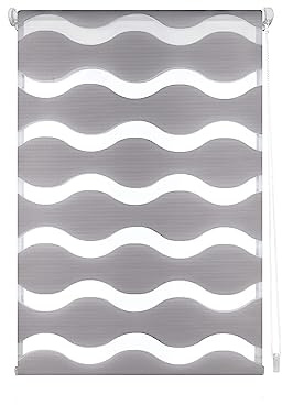 Decorblind | Doppellagiges Rollo für Nacht und Tag, ohne Werkzeug und ohne Bohren, Maße: Breite 72 x Länge 150 cm, Maße Stoff: 69 x 145 cm, silberfarbene Jalousie, Fensterrollos