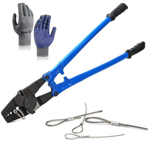 SPENDINS 24 Inch Hand Swaging Cutting Tool, Wire Rope Crimping Tool for 1/16 3/32 1/8 5/32 3/16 Wires, 2-in-1 Crimper and Cutter, Swager Crimper for Copper Aluminum Oval Sleeve and Stop Sleeve
