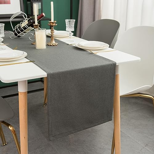Simurq Tischläufer Modern | Abwaschbar, Wasserabweisend, Lotuseffekt | Outdoor, Pflegeleicht | Anthrazit | Table Runner Tischband (Anthrazit, 40x180 cm)