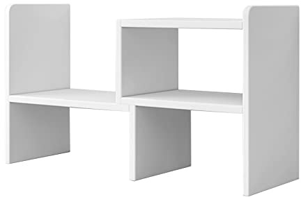 KMQRDZi Mehrstöckiges Bücherregal, Regal, Schreibtisch-Organizer, Klein Desktop Organizer Bücherregal Holz Geeignet für Arbeitstisch, Bürotisch, Küche, Studentenwohnheim (Weiß, Basis)