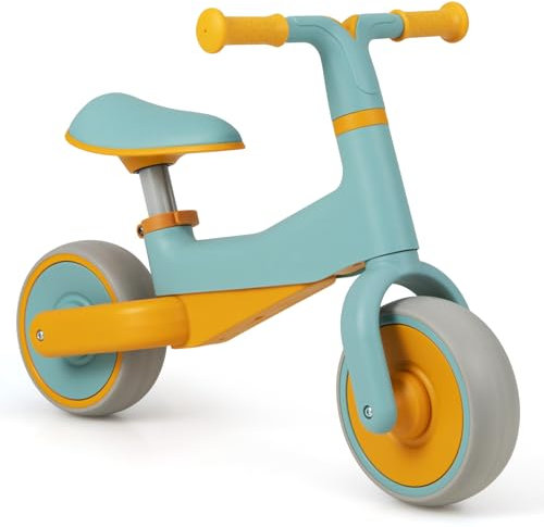 DREAMADE Kinder Laufrad ohne Pedal, Lauflernrad mit höhenverstellbarem Sitz & rutschfestem Griff, Balance Fahrrad für Baby von 18-48 Monate, bis 25 kg belastbar (Blau + Orange)