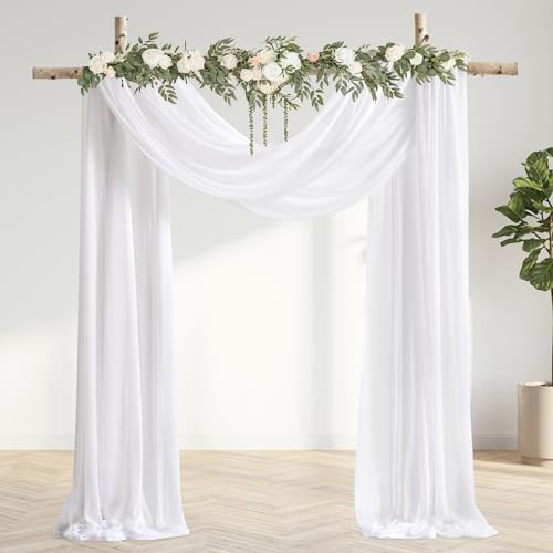 Wedding Arch Draping Fabric 3 Panels 30 X 20FT Sheer Arch Drapes Fabric White Backdrop Curtains for Wedding Arbor Ceremony Birthday Party