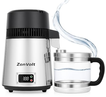 Zenvolt® 4L Water Distiller Stainless Steel -Adjustable Temperature- UK Stock