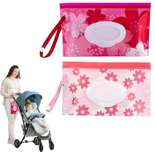 Eophmi Baby Wipe Holder,2 Pcs Reusable Wet Wipe Pouch,Baby Wipe Holders,Wet Wipe Holder Travel,Wet Wipes Dispenser Box for Paper Towels Masks Make-Up Removers Baby Wet Wipes