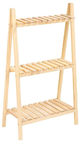 ETAINGYEUN Massivholz-Pflanzenständer, 3-stufiges faltbares Pflanzenregal für Pflanzentöpfe, Regal für den Innen- und Außenbereich, Garten (solid wood 2)