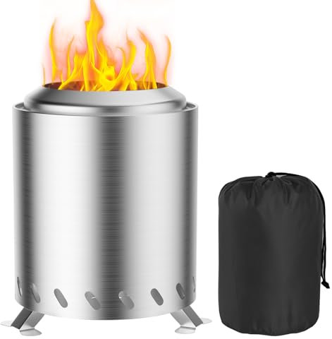 Fillis Braciere per esterni, 16x16x20,5cm Senza fumo in acciaio inox mini caminetto da tavolo con custodia balcone terrazza e giardino, decorazione ideale per barbecue in legno