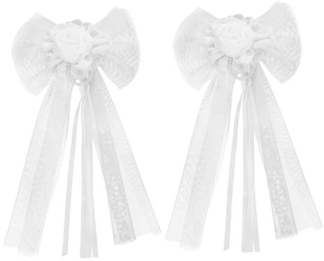 IWOWHERO Schleifendekoration Für Hochzeitsauto – 2er-set Elegante Schleifen Hochzeitsauto-dekoration