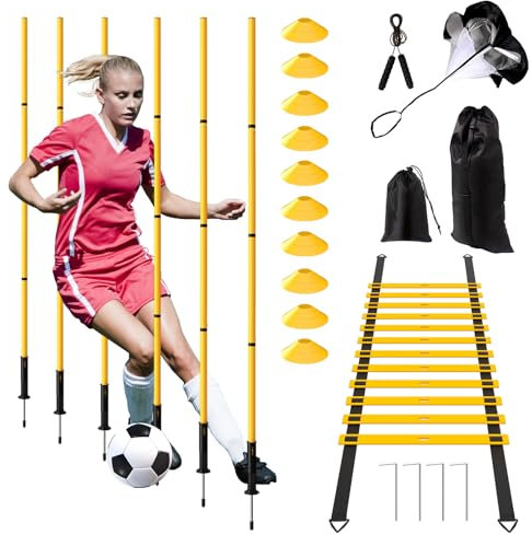 Supvision 24Pcs Soccer Agility Training Equipment Set Ultimate Agility Poles Cones Ladder More for Quick Assembly and Easy Portability Suitable for All Skill Levels Enhance Speed Agility Training