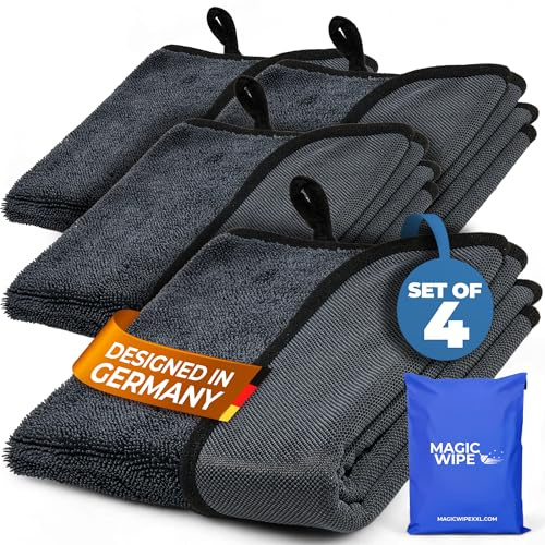 Magicwipe® Bathroom Drying Cloth XXL (40×60 cm, 4 Pack) – Removes Limescale & Hard Water Stains in Seconds with Just Water – Streak-Free for Shower Glass & Tiles – Reusable Microfibre Cloth