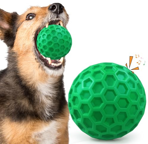 ZRIFAQESW Robustes Kauspielzeug für Aggressive Kauer, unzerstörbare Hundebälle für Aggressive Kauer, quietschende Bälle für Hunde, quietschendes Spielzeug für große Hunde, lustiger, robuster Ball