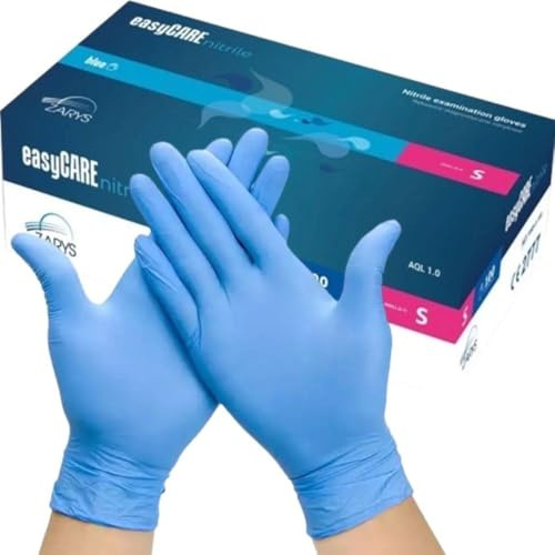 BEAUTIONA Nitrilhandschuhe puderfrei 100 Stück/Box, Blau Einweghandschuhe, latexfreie Einmalhandschuhe S, reißfest & hautfreundlich, Handschuhe in Gr. XS, S, M, L verfügbar
