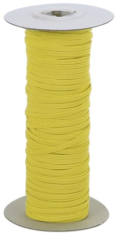 PATIKIL Cinta Elástica, 3 mm x 45m Banda Elastica Cuerda Plana Costura Poliéster Cordón Elástico Correa Trenzada para Tejer Coser Ropa Pantalones Manualidad Bricolaje, Amarillo