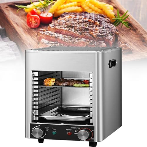 Asador EléCtrico Para Carne De 3400 W, Con Perilla De Control De Tiempo Y Ajuste De Temperatura, Temperatura Ajustable De 200 A 800 ℃ Y Temporizador De 10 Minutos,110V