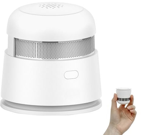 SECAIR Mini Smoke Alarm Small Smoke Detector with 10-Year Battery Life(Included) Silence Button Conforms to EN14604 Standard Early Fire Alarm(Size:⌀52mm)