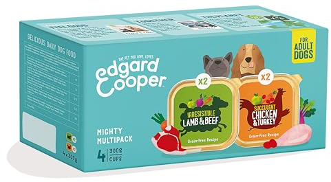 Edgard Cooper Paté für Hunde, Multipack, (Huhn/Lamm 4 x 300g), ohne Getreide Nutrition, schmackhafte und ausgewogene Ernährung, Hochwertige Proteine