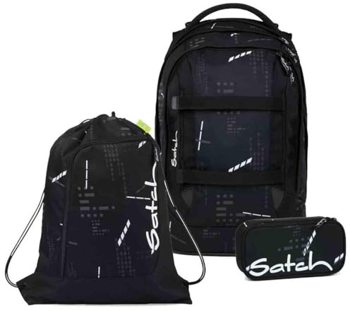 Satch Pack Schulrucksack Set 3tlg. inkl. Schlamperbox und Sportbeutel (Ninja Matrix)