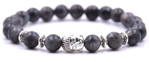 Stretchigt mala-armband med Buddha-hänge – naturliga stenpärlor – andliga smycken för meditation och yoga, Eine Grösse, Sten, Ingen ädelsten
