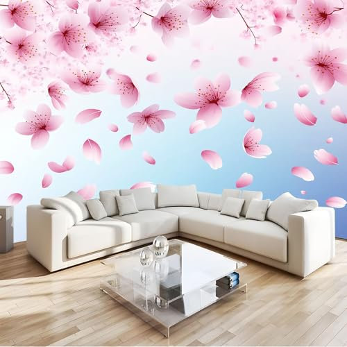 Rosso Chiaro Carta Da Parati 3D Piante E Fiori In Stile Acquerello Poster Decorazione Da Muro Gigante Murale 200 X 140 Cm Per Soggiorno Camera De Letto Sala Ufficio