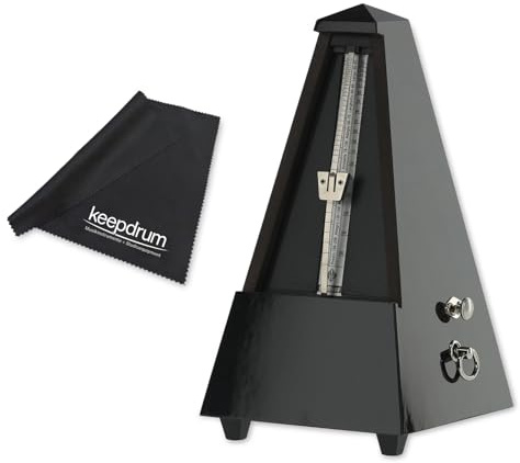 Wittner 816 mechanisches Metronom aus Holz mit Glocke hochglanzpoliert schwarz mit keepdrum Mikrofasertuch