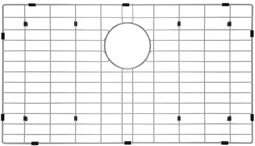 Sanycasa Stainless Steel Kitchen Sink Grid – 26-3/8” x 14-5/8” Sink Protector for Single Bowl Sinks – Rear Drain Location, Durable Sink Grate & Drying Rack for Glassware