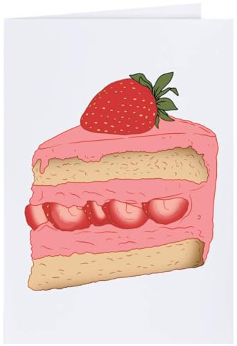 Azeeda Large (A4) 'Delicious Strawberry Cake Slice' Blank Greeting Card (GC00078314)