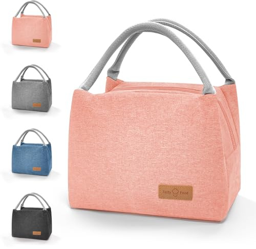 TAIVIN Sac Isotherme Repas,Lunch Box Isotherme, | Sac Lunch Box avec Doublure en Aluminium pour l'École,le Bureau,les Pique-Niques et les Courts Voyages (Rose,L)