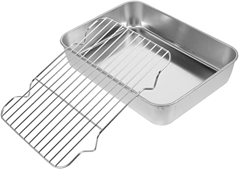 DECOMELODY Vassoio Barbecue in Acciaio con Integrata Resistente e Facile da Pulire per Grigliare Carne e Verdure in Forno o Barbecue