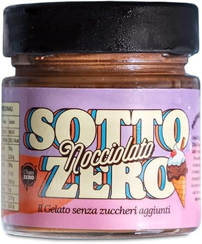 Choco Zero Sotto Zero Preparato per Gelato Crema Spalmabile Senza Zuccheri Aggiunti Senza glutine, Senza Lattosio Vasetto da 250g Facile da Preparare (Nocciolato)