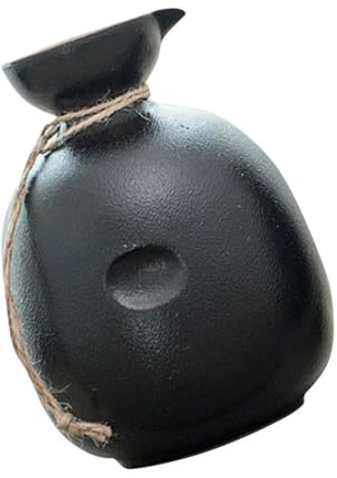 Ceramic Saki Cup 300ml Black Traditional Japanese Wine Bottle | Ceramic Jug, Wood Stopper, Reusable Serveware, Weddings and Christmas, Easy to Warm or Cool Sake