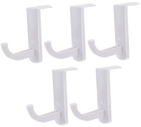 FONDOTIN 5PCS Plastic Headphone Stand Wall Mount Headset Holder Rack for Over-ear Headphones Easy Install No Damage Monitor Desk Hook Organizer Space-saving Desktop Storage in White