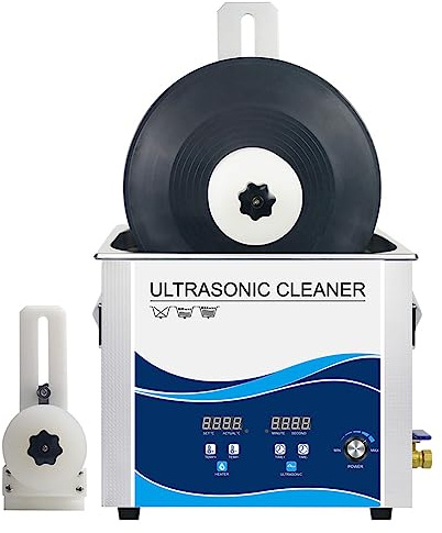 Nettoyeur à ultrasons pour disques vinyles, laveur à ultrasons numérique avec support relevable, solution de nettoyage efficace pour plusieurs disques vinyles.