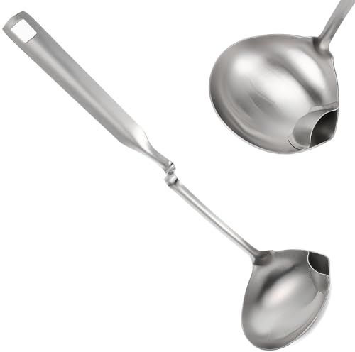 Toyvian Louche À Soupe En Acier Inoxydable Cuillère À Filtre À Huile Pour Séparation De Graisse Passoire Cuisine Avec Poignée Anti-Chaleur 12.01 X 3.54 X 0.79 Pouces 1 Pièce