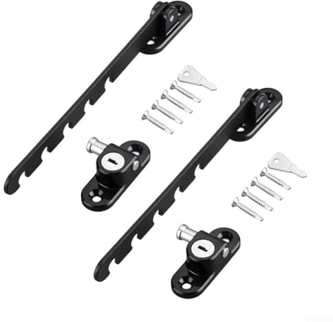 2pcs Adjustable Window Lock Limiter with MultiStage Locking for Safe Ventilation and Home Security Suitable for Multiple Window Opening Styles (Black)