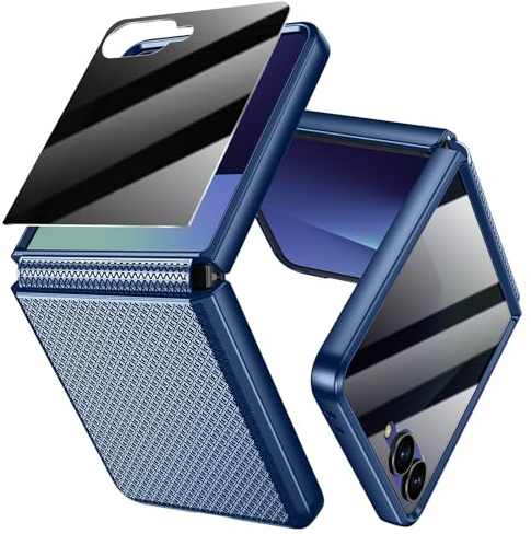 Doeshine für Samsung Galaxy Flip 7 Hülle mit Scharnierschutz,Mint Blau | [Not für Flip 7 FE] Privacy Screen Bildschirmschutz, Rutschfester Textur, Stoßfest Schutzhülle Kratzfest Rugged Case