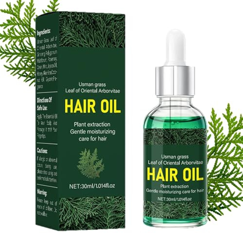 Usman Grass Haaröl für trockenes, krauses und geschädigtes Haar – Pflegendes Haaröl mit Lebensbaumblattextrakt, nicht fettend und leicht, stärkt das Haar, fördert das Haarwachstum, Haarpflegeprodukt