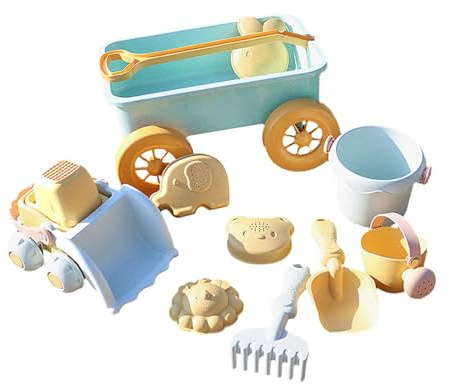 Zambuph El Juego de Juguetes para Arena de Playa Incluye 10 Piezas Herramientas Divertidas, Carrito Mano y Carretilla para niños pequeños, Aventuras al Aire Libre, Carretilla para niños, Playa con
