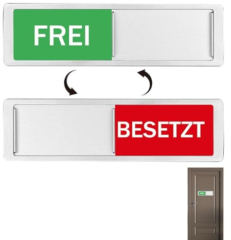 FREI BESETZT Schild,Besetzt Schild Toilette Mit Schieber,Mit Selbstklebeband,für Wartezimmer und Konferenzräume WC (Silver 17.8 x 5.2cm)