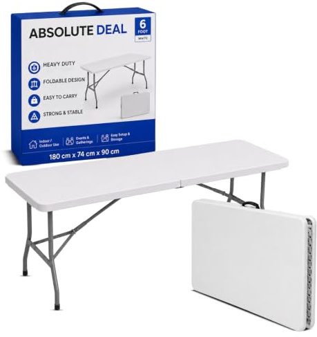 Absolute Deal Limited 6ft Folding Table 180cm Heave Duty Trestle Camping Table Garden Indoor Outdoor Use