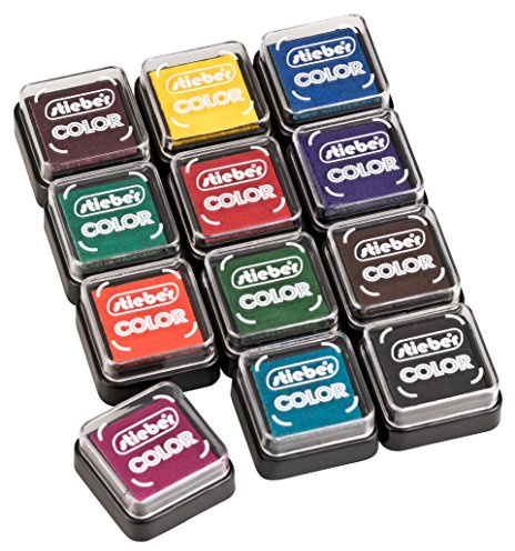 stieber® Mini-Stempelkissen mit Schnappdeckel, Gehäuse ca. 34x34x16,6 mm, Fasermaß ca. max. 24x24 mm *Bitte Farbe/Menge auswählen* (1 Set mit 12 Stück