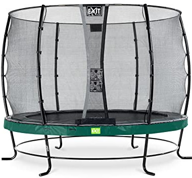 EXIT Toys Elegant Rundes Trampolin - ø305cm - Extra starker und Stabiler Rahmen - Mit Economy Sicherheitsnetz & Fußschutzsystem - Rostfrei - Wasserbeständig - Einfache Montage - Grün