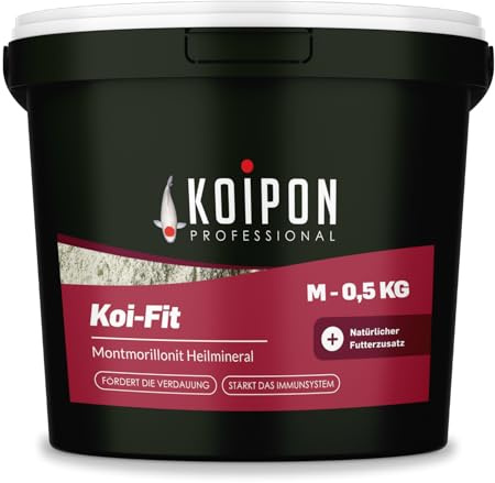 KOIPON Koi-Fit 500 g Mineral-Futterzusatz für Farbe & Gesundheit der Koi | Montmorillonit-Premiummineral wertet das Koifutter auf – fördert kräftige Farben & Gesundheit von Koi und Goldfischen