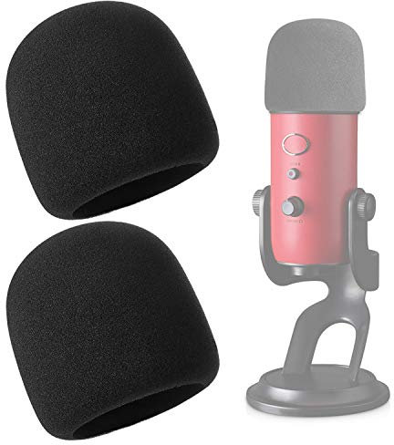 YOUSHARES Windscreen for Blue Yeti - Large Size Foam Cover Microphone Pop Filter for Blue Yeti, Yeti Pro and Other Large Microphones (2 Packs)