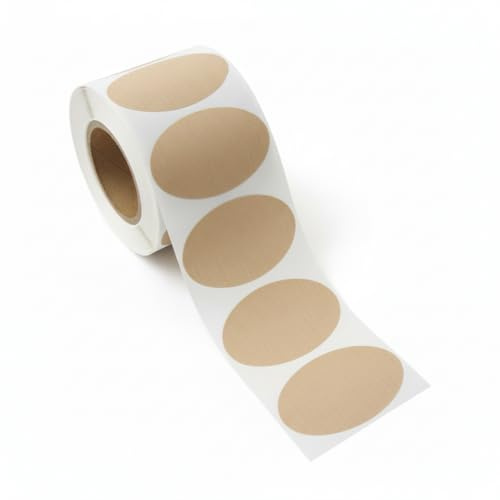 250 selbstklebende Etiketten aus Kraftpapier, oval, 3,5 x 5,5 cm, Rolle mit Dorn 42 mm, Schreib- und Thermodruck, Kraft-Sticker für Verpackungen, Geschenke und Geschäfte todokraft