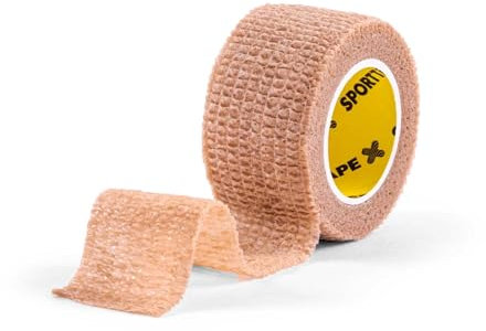 SPORTTAPE Cohesive Finger Tape - 2.5cm x 4.5m, Beige | Compression Bandage and Self-Adhesive Wrap for Thumb Toe, Goalkeeper Wrist and Finger Bandage | First Aid & Medical Tape - Single Roll